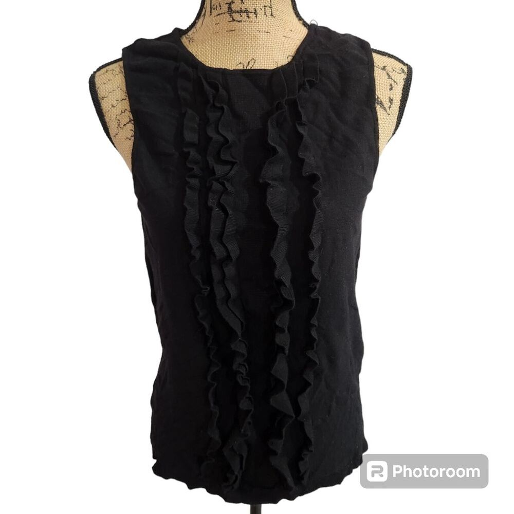 Ann Taylor Loft Sleeveless Sweater Womens SZ Small Ruffle Soft Girl Corporate